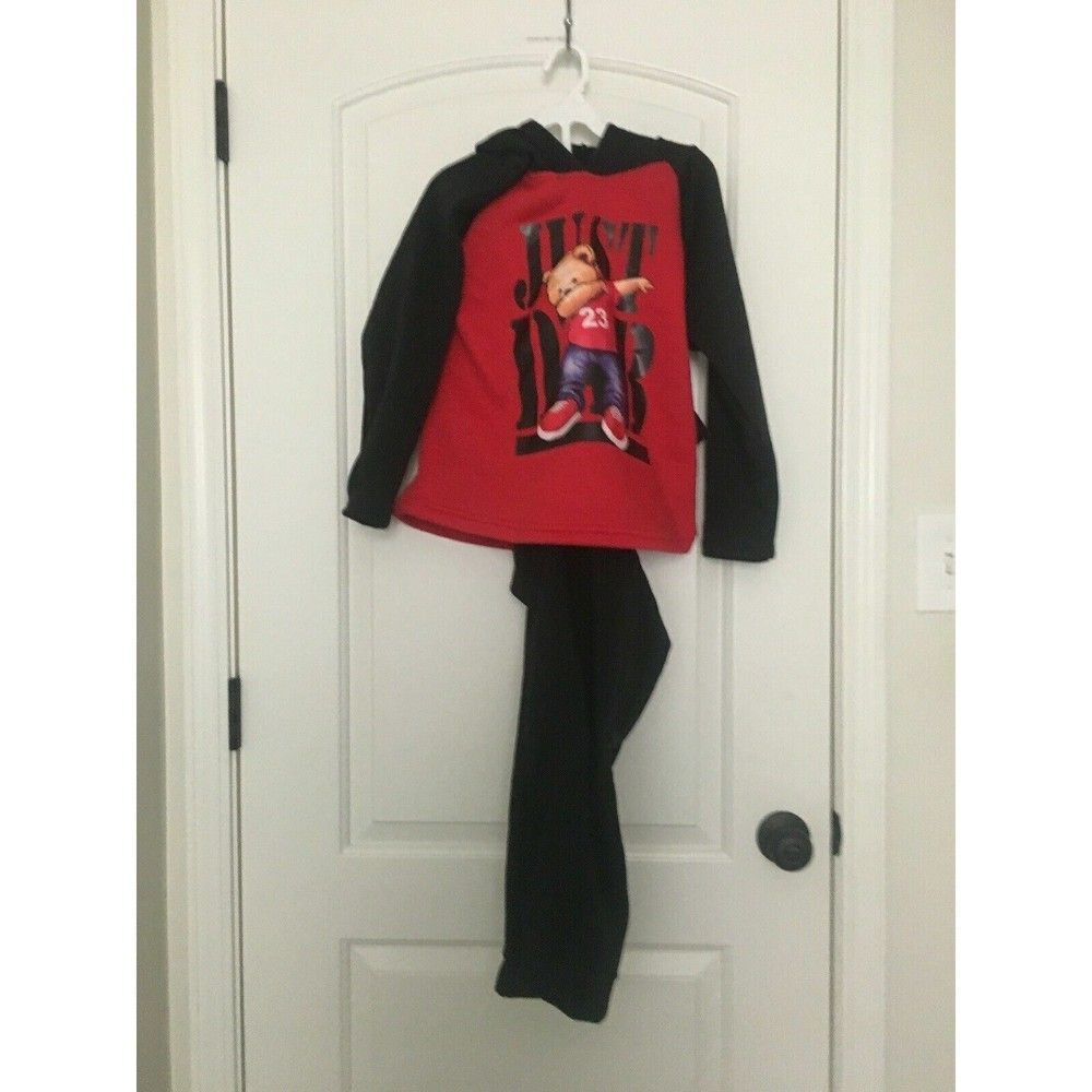 Qruel 2-Piece Hoodie & Jogging Pants Set Boys Size 14 Red Black Outfit